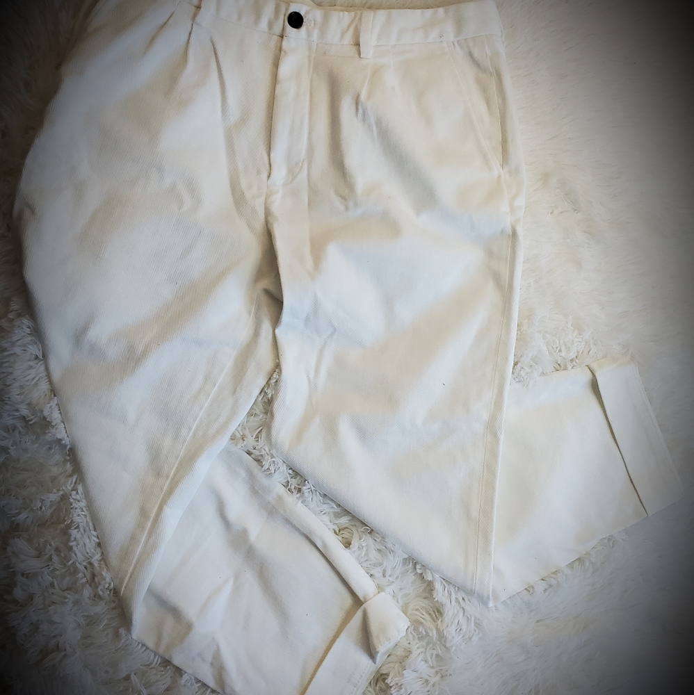 ZARA Mens White Casual Loose Fit Pants